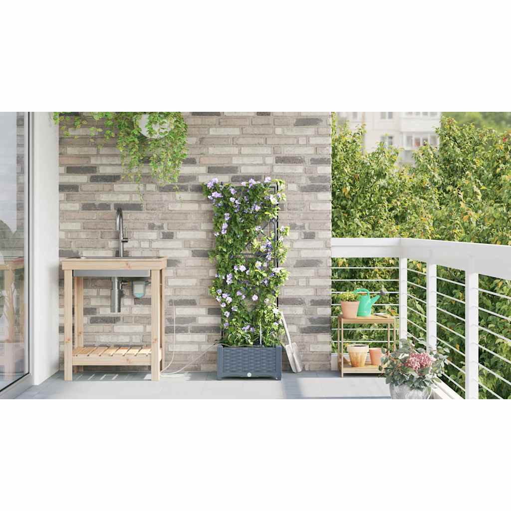 Hageplanter 1 stk Gitter med lagring Lysegrå 40 x 40 x 126 cm Plast