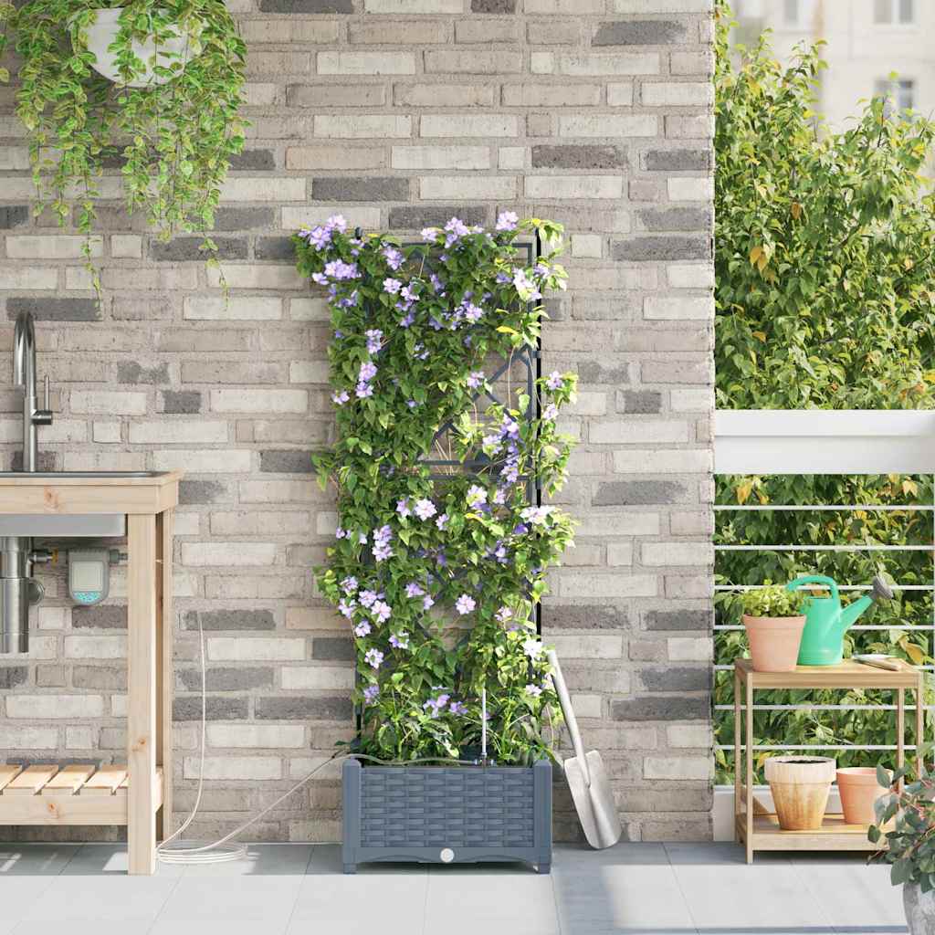 Hageplanter 1 stk Gitter med lagring Lysegrå 40 x 40 x 126 cm Plast