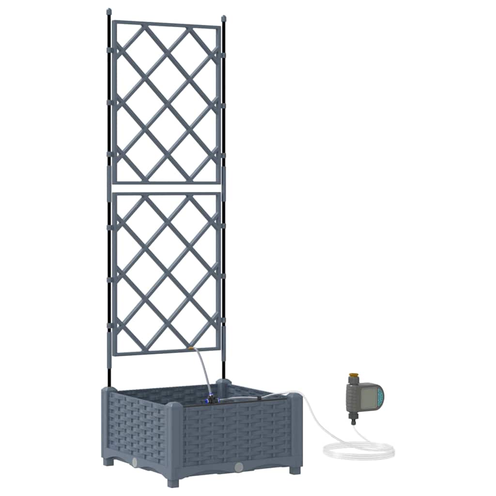 Hageplanter 1 stk Gitter med lagring Lysegrå 40 x 40 x 126 cm Plast