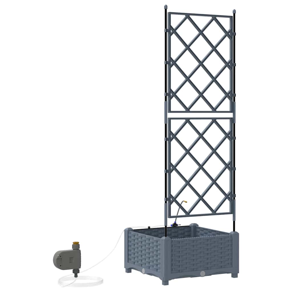 Hageplanter 1 stk Gitter med lagring Lysegrå 40 x 40 x 126 cm Plast