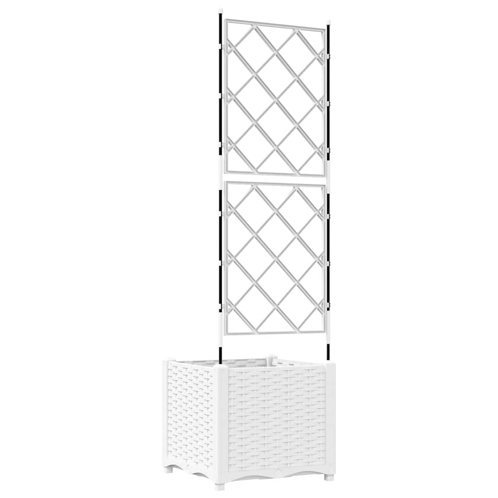 Hagepotte med klatrestativ Hvit 40 x 40 x 143 cm PP