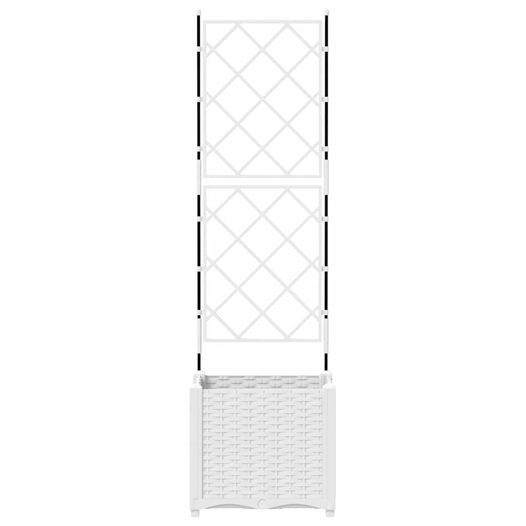 Hagepotte med klatrestativ Hvit 40 x 40 x 143 cm PP