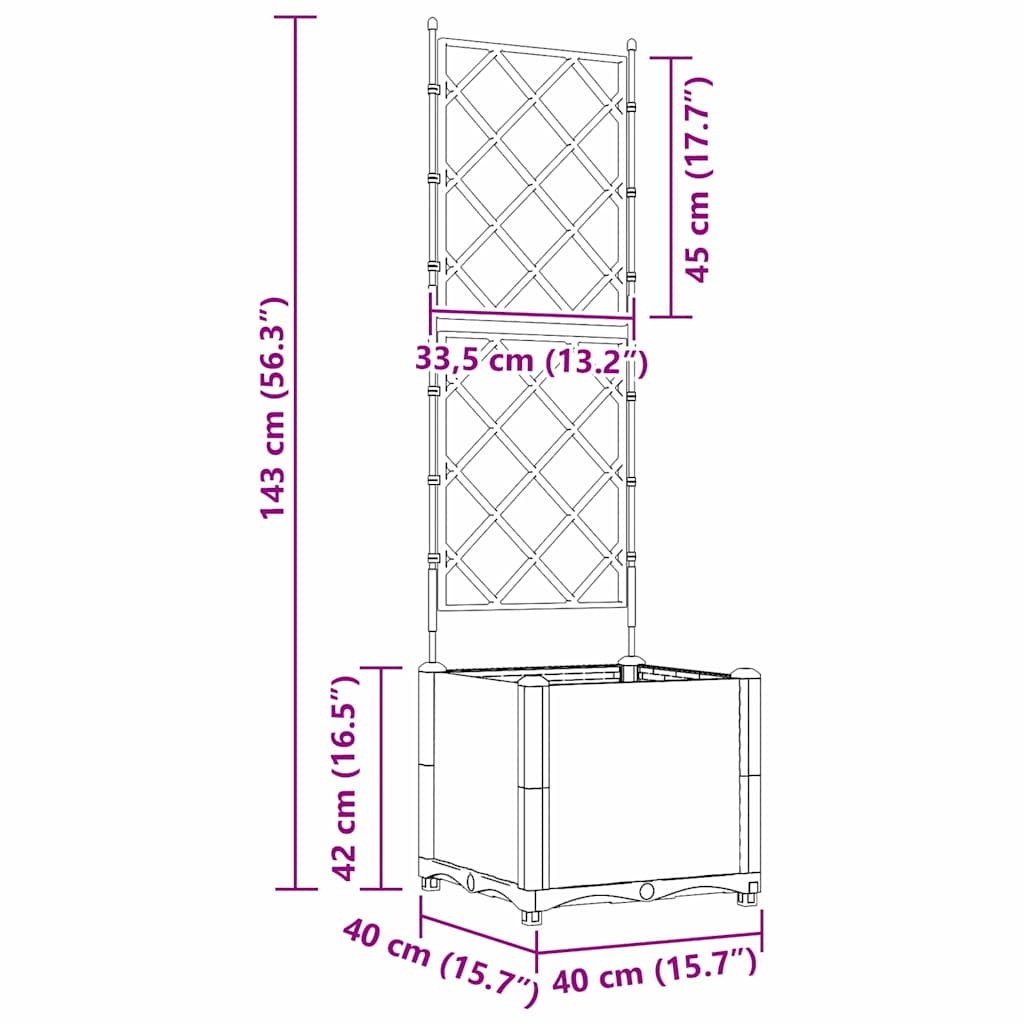 Hagepotte med klatrestativ Hvit 40 x 40 x 143 cm PP