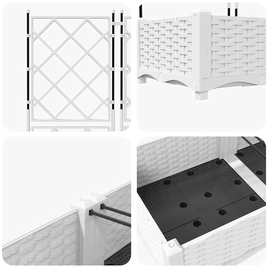 Hagepotte med klatrestativ 2 pcs Hvit 80 x 40 x 125.5 cm PP