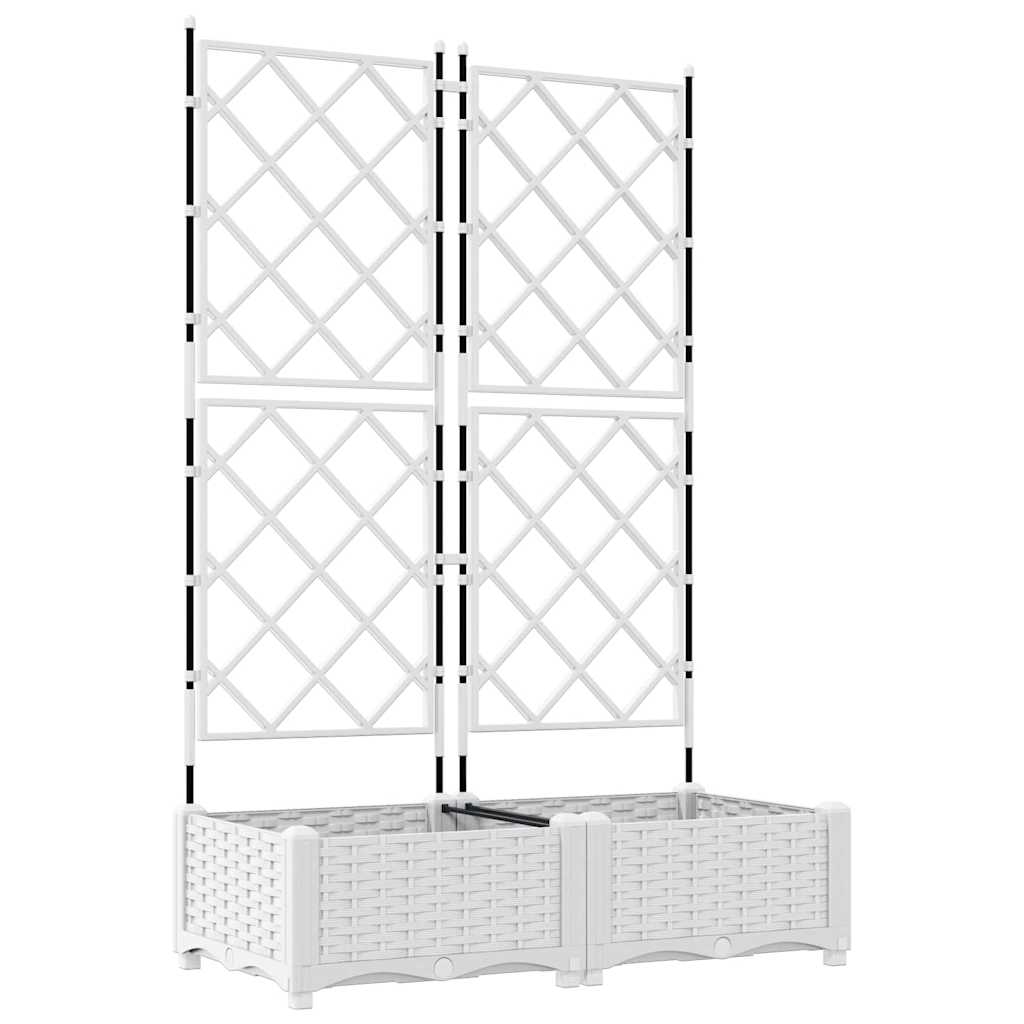 Hagepotte med klatrestativ 2 pcs Hvit 80 x 40 x 125.5 cm PP