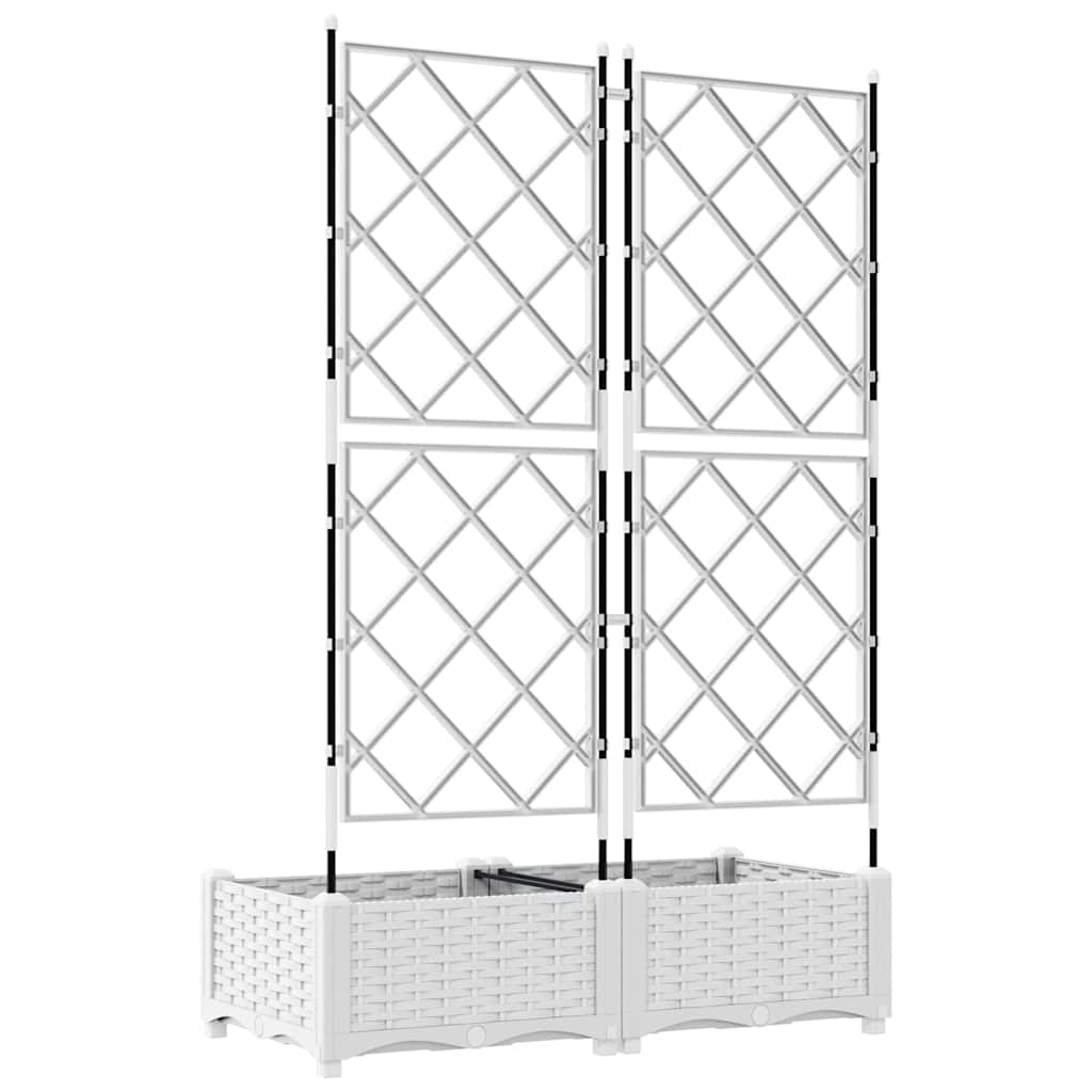 Hagepotte med klatrestativ 2 pcs Hvit 80 x 40 x 125.5 cm PP