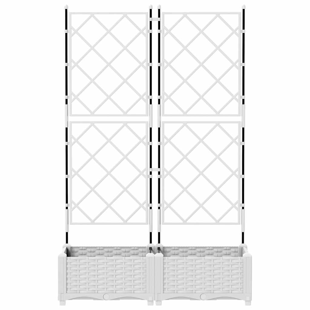 Hagepotte med klatrestativ 2 pcs Hvit 80 x 40 x 125.5 cm PP