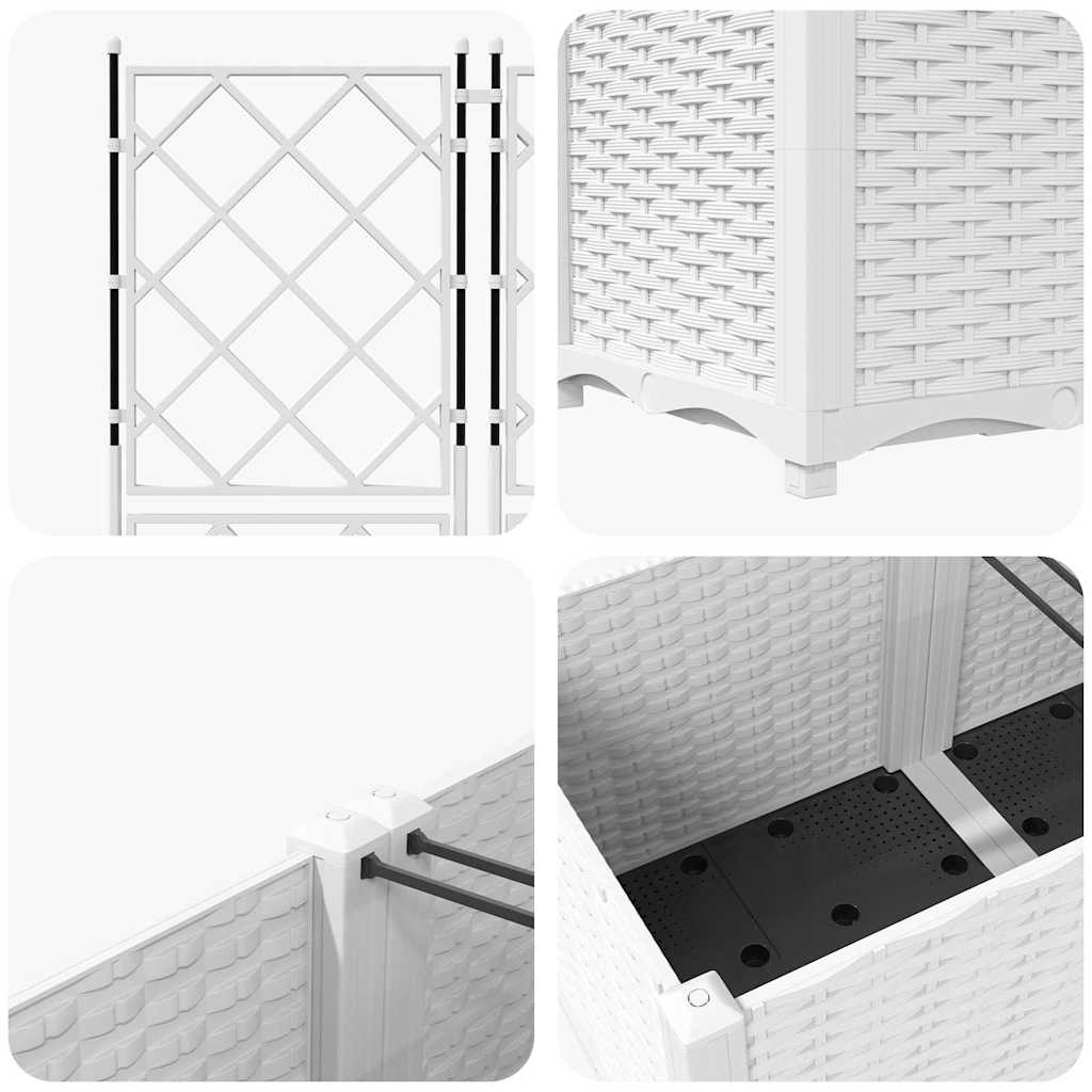 Hagepotte med klatrestativ 2 pcs Hvit 80 x 40 x 143 cm PP