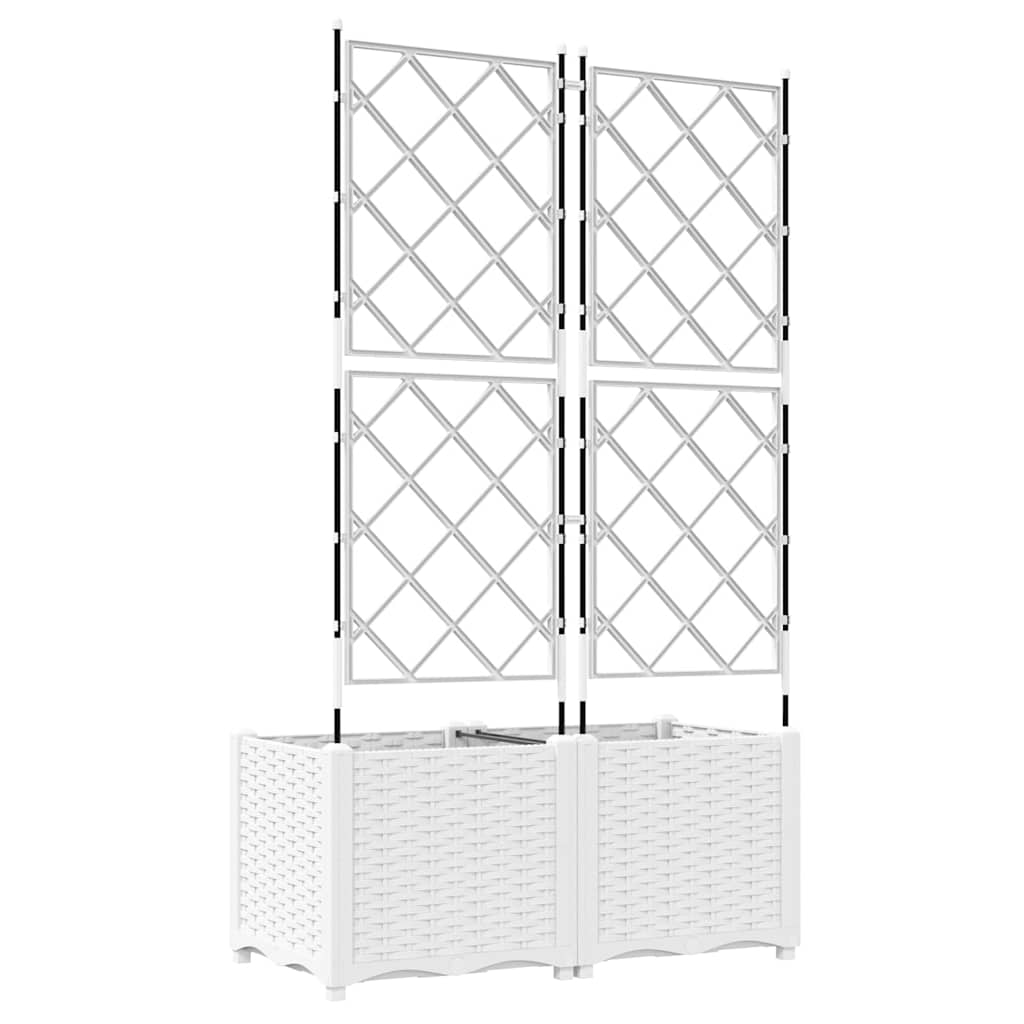 Hagepotte med klatrestativ 2 pcs Hvit 80 x 40 x 143 cm PP