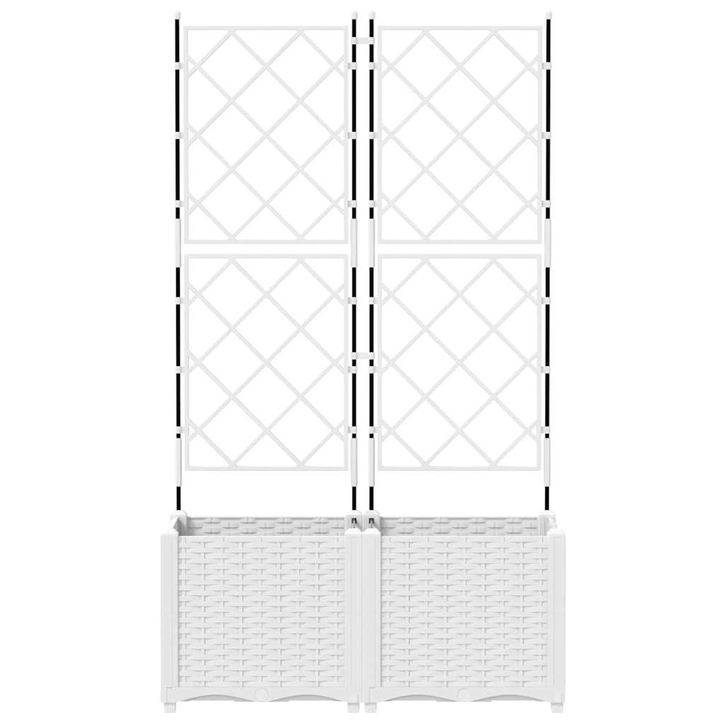 Hagepotte med klatrestativ 2 pcs Hvit 80 x 40 x 143 cm PP