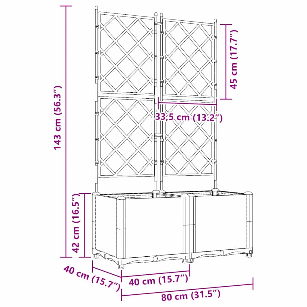 Hagepotte med klatrestativ 2 pcs Hvit 80 x 40 x 143 cm PP