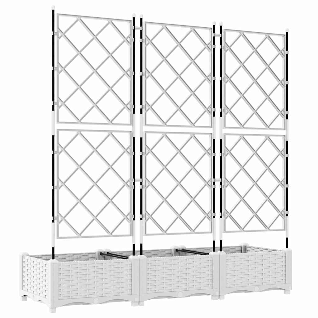 Hagepotte med klatrestativ 3 pcs Hvit 120 x 40 x 125.5 cm PP