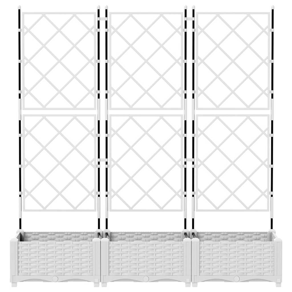 Hagepotte med klatrestativ 3 pcs Hvit 120 x 40 x 125.5 cm PP
