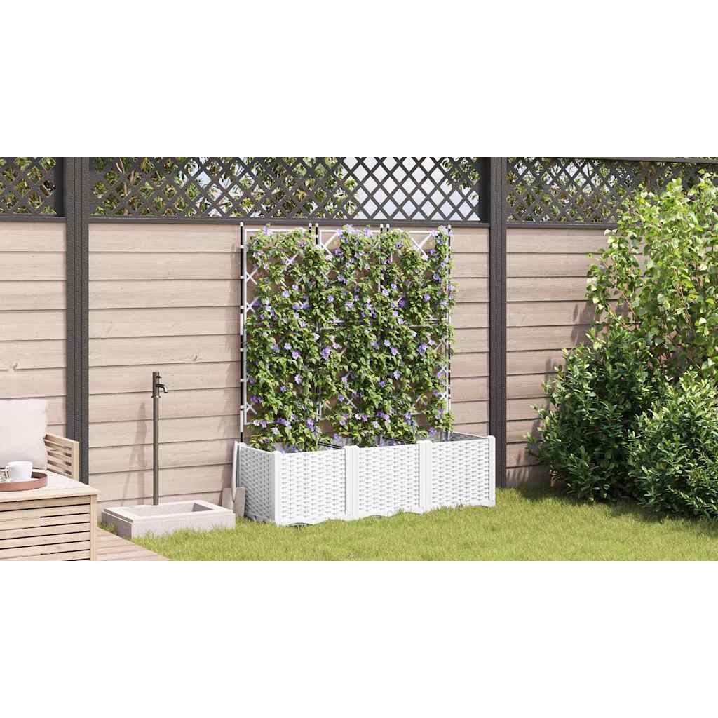 Hagepotte med klatrestativ 3 pcs Hvit 120 x 40 x 143 cm PP