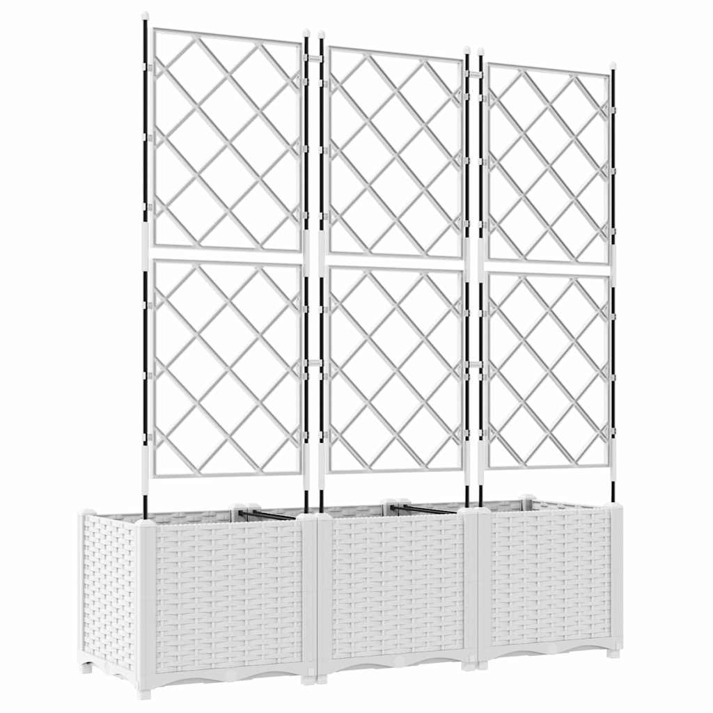 Hagepotte med klatrestativ 3 pcs Hvit 120 x 40 x 143 cm PP