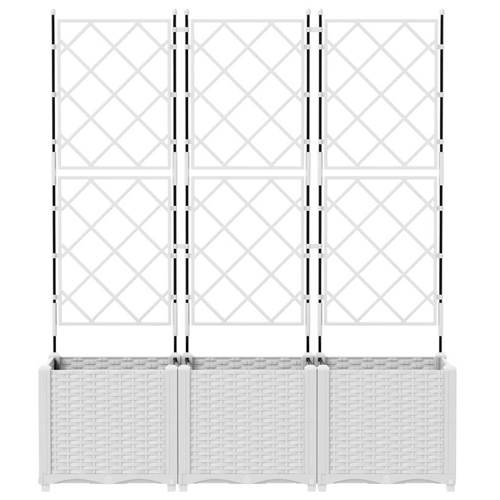 Hagepotte med klatrestativ 3 pcs Hvit 120 x 40 x 143 cm PP