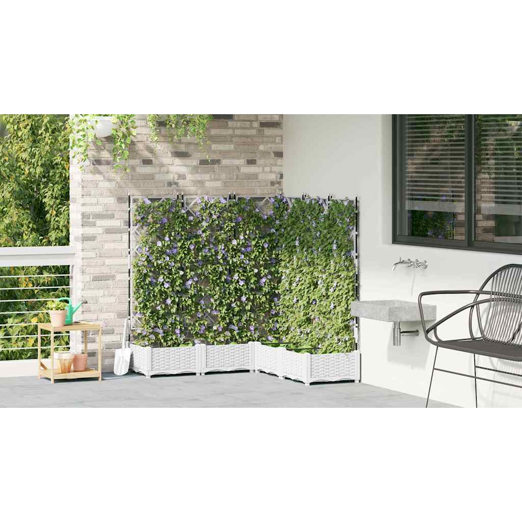 Hagepotte med klatrestativ 5 pcs Hvit 120 x 120 x 125.5 cm PP