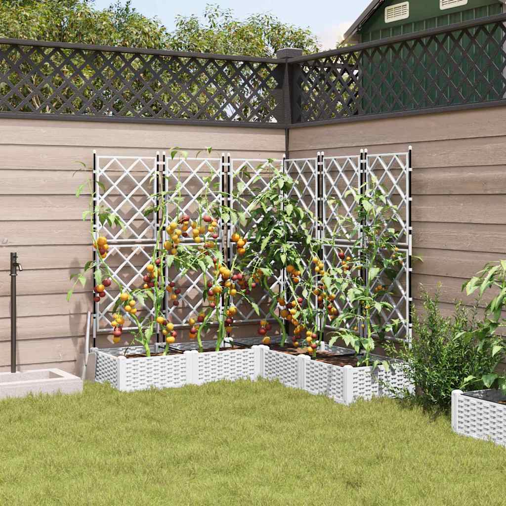 Hagepotte med klatrestativ 5 pcs Hvit 120 x 120 x 125.5 cm PP