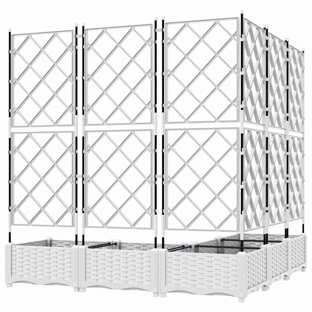 Hagepotte med klatrestativ 5 pcs Hvit 120 x 120 x 125.5 cm PP