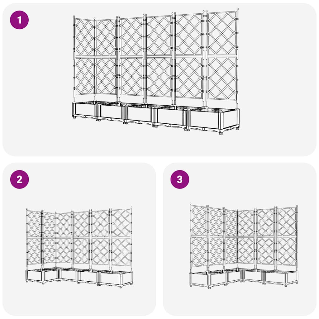 Hagepotte med klatrestativ 5 pcs Hvit 120 x 120 x 125.5 cm PP