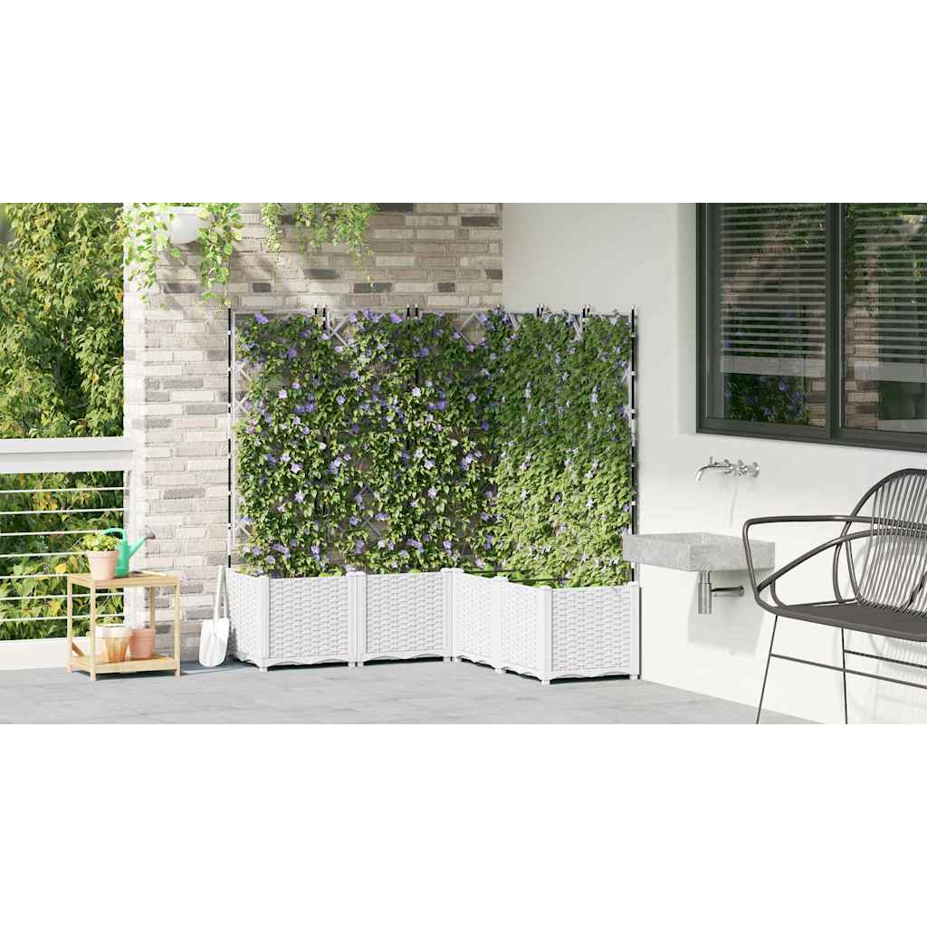 Hagepotte med klatrestativ 5 pcs Hvit 120 x 120 x 143 cm PP