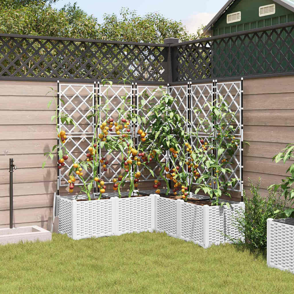 Hagepotte med klatrestativ 5 pcs Hvit 120 x 120 x 143 cm PP