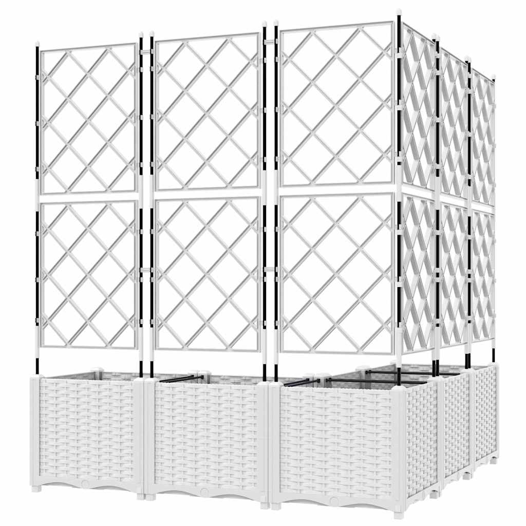 Hagepotte med klatrestativ 5 pcs Hvit 120 x 120 x 143 cm PP