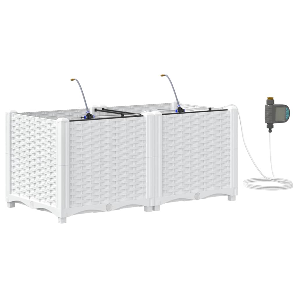 Hageplanter 1 stk Basketweave med lagring Hvit 80 x 40 x 37.5 cm Plast