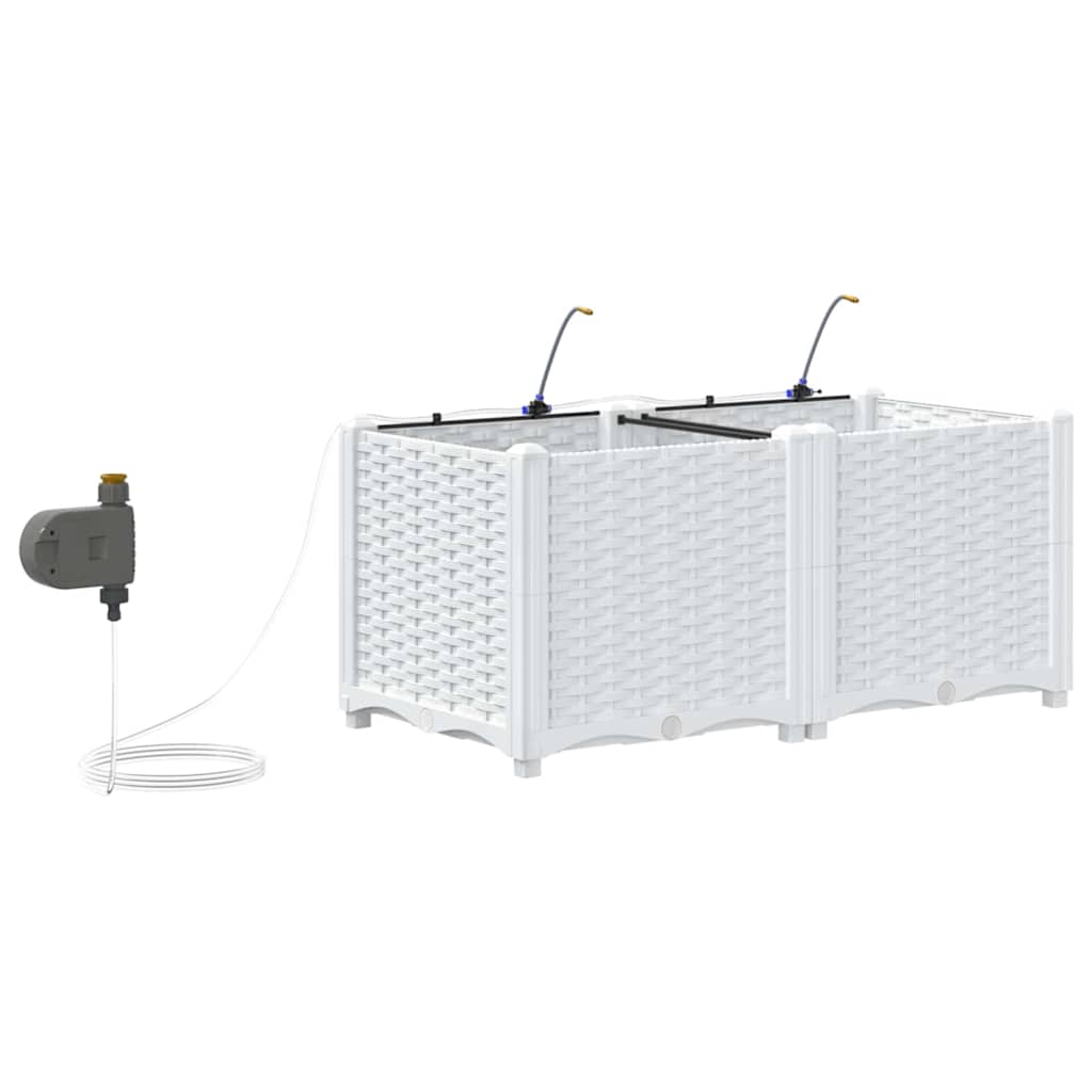 Hageplanter 1 stk Basketweave med lagring Hvit 80 x 40 x 37.5 cm Plast