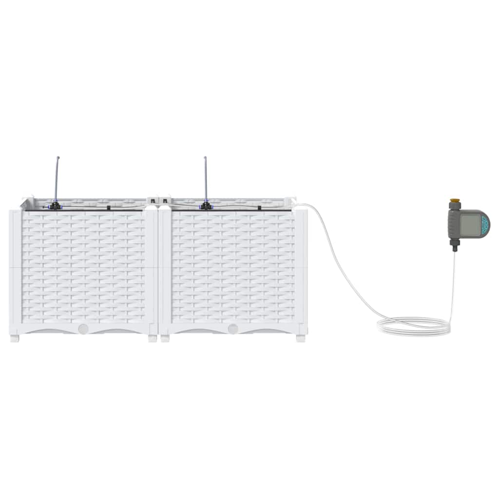 Hageplanter 1 stk Basketweave med lagring Hvit 80 x 40 x 37.5 cm Plast
