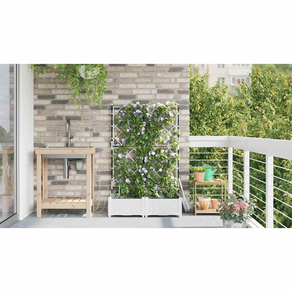 Hagepotter Gitter med lagring Hvit 80 x 40 x 126 cm Plast