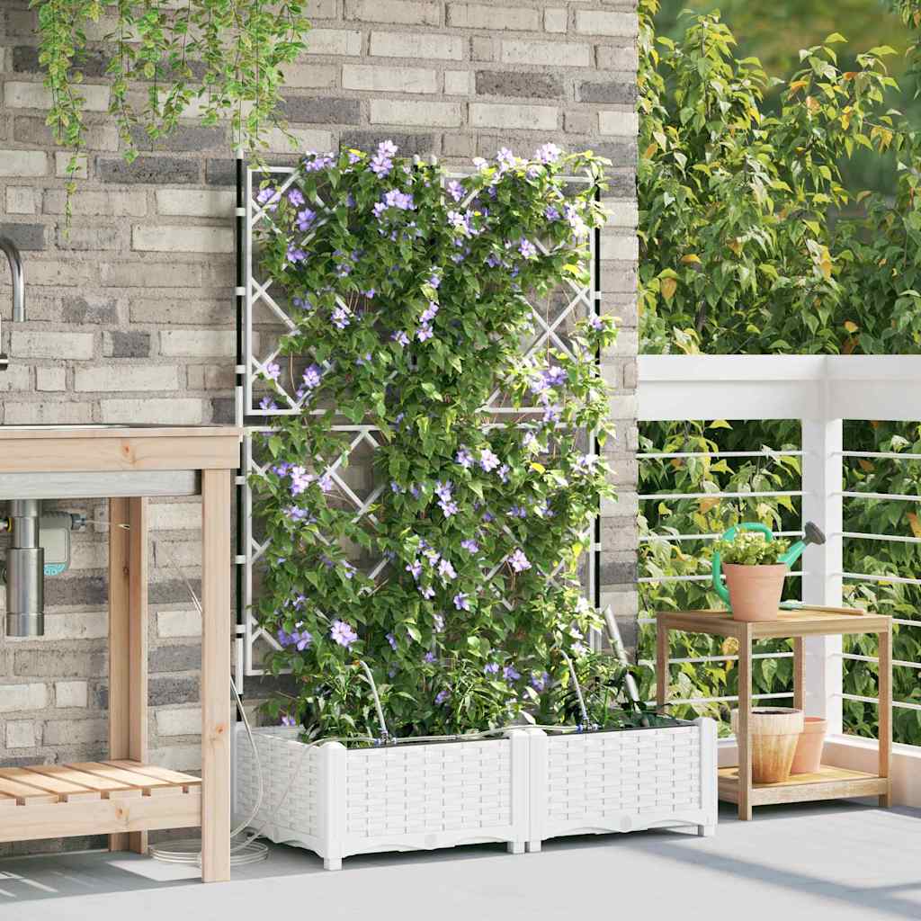 Hagepotter Gitter med lagring Hvit 80 x 40 x 126 cm Plast