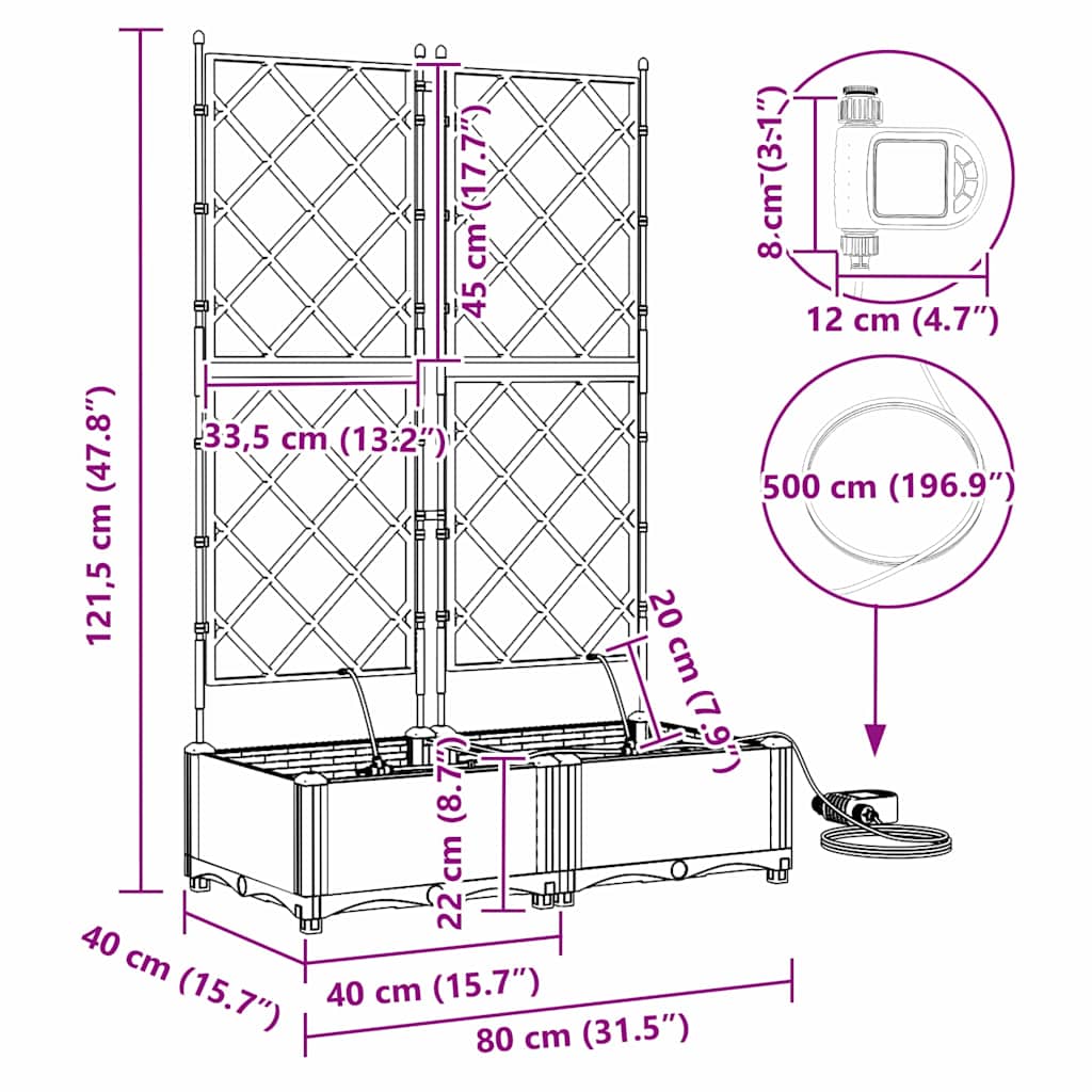 Hagepotter Gitter med lagring Hvit 80 x 40 x 126 cm Plast