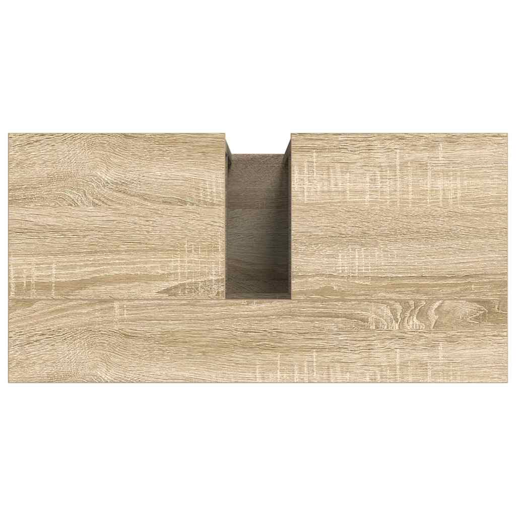 Veggmontert sminkebord Lys Eik Konstruert tre 60 x 30 x 60 cm