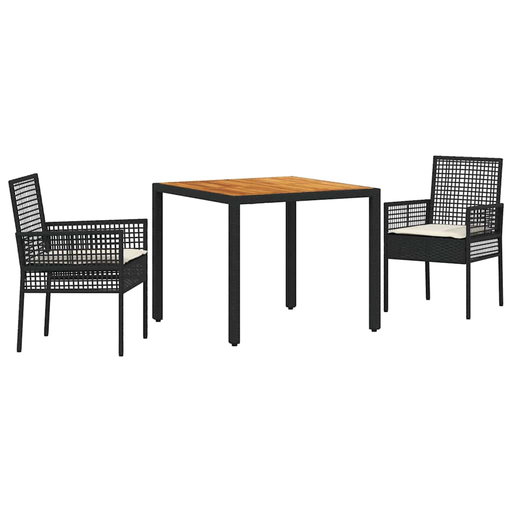 Hage Spisegruppe 3 pcs Svart Poly rattan
