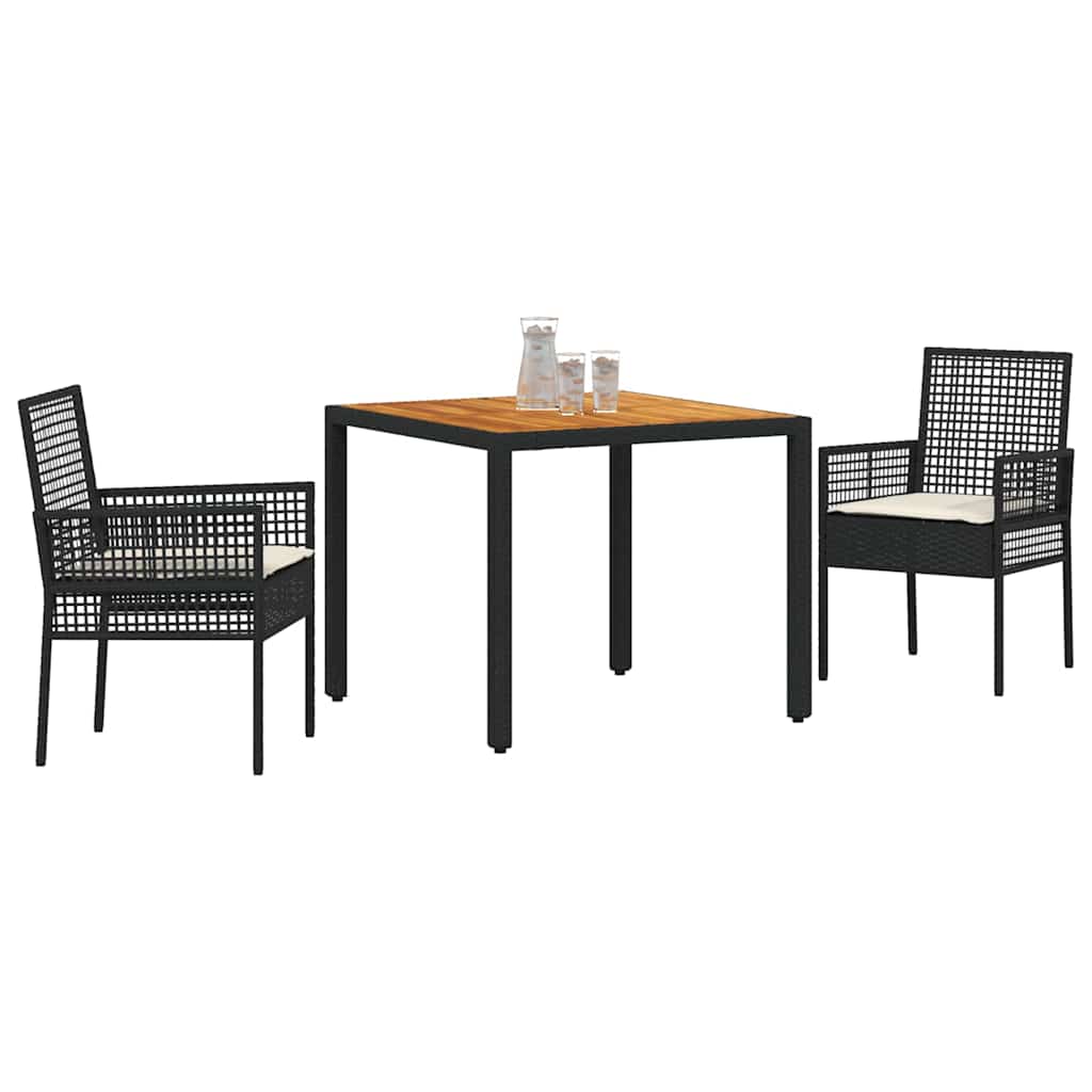 Hage Spisegruppe 3 pcs Svart Poly rattan