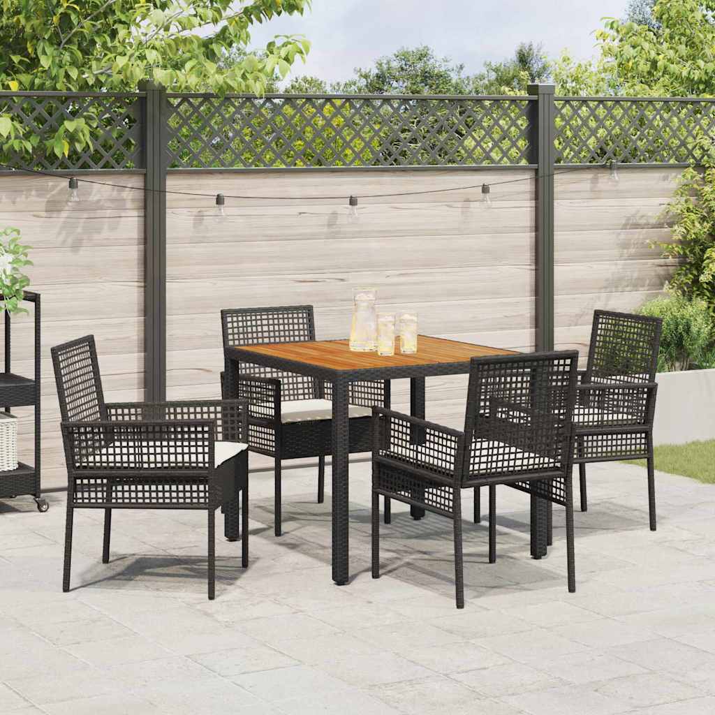 Hage Spisegruppe 5 pcs Svart Poly rattan
