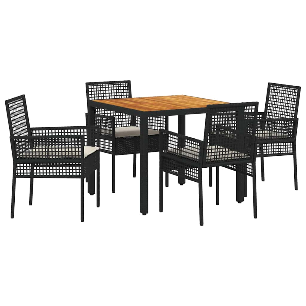 Hage Spisegruppe 5 pcs Svart Poly rattan