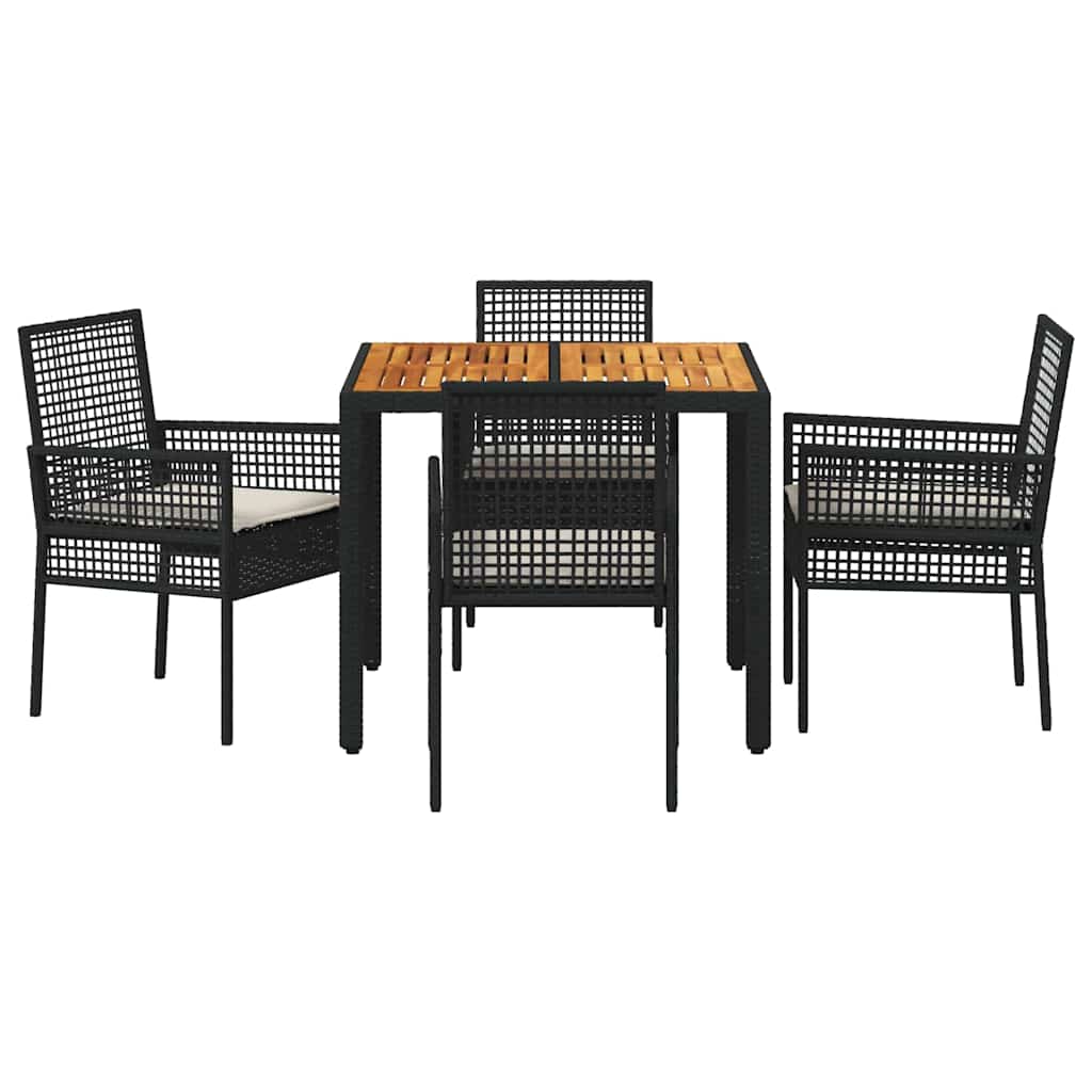 Hage Spisegruppe 5 pcs Svart Poly rattan