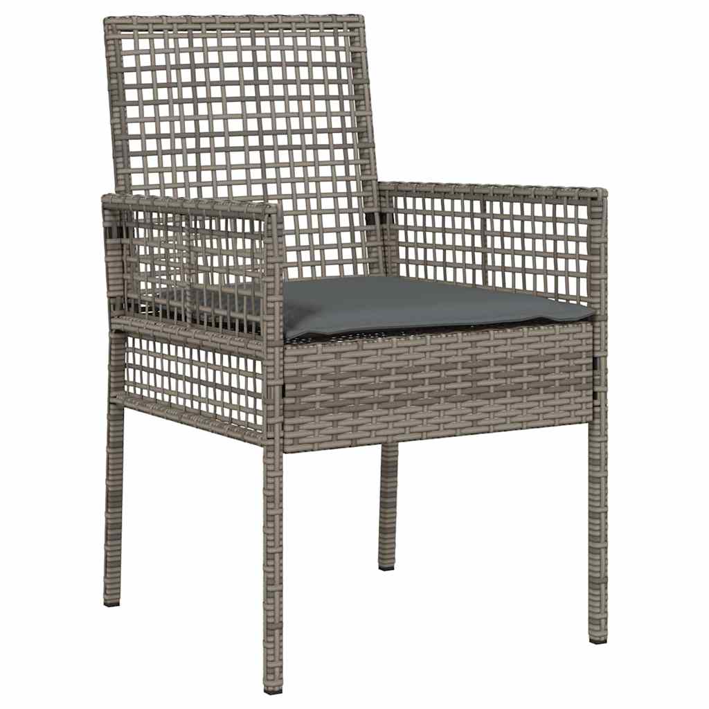 3-delt hagesett med puter grå poly rattan
