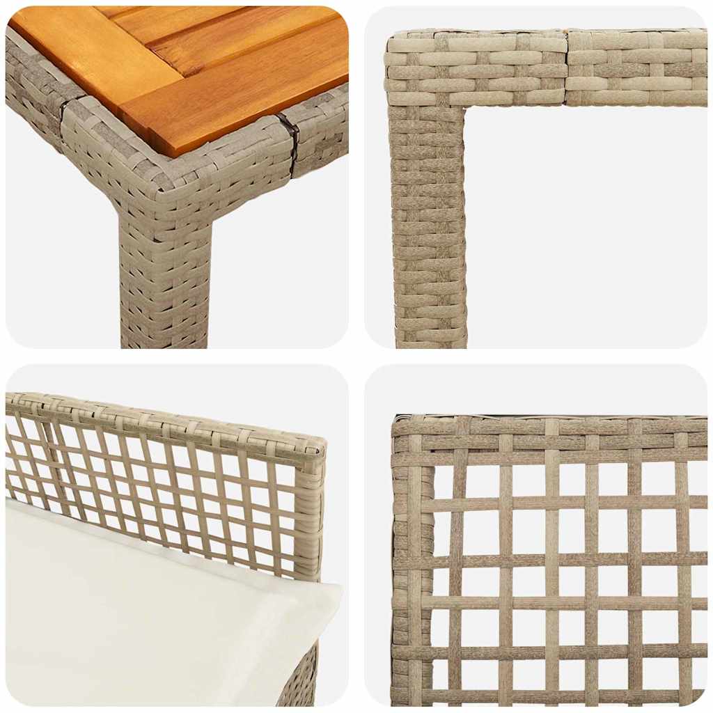 3 Delt Hage Middagsett med Puter Beige Poly Rattan