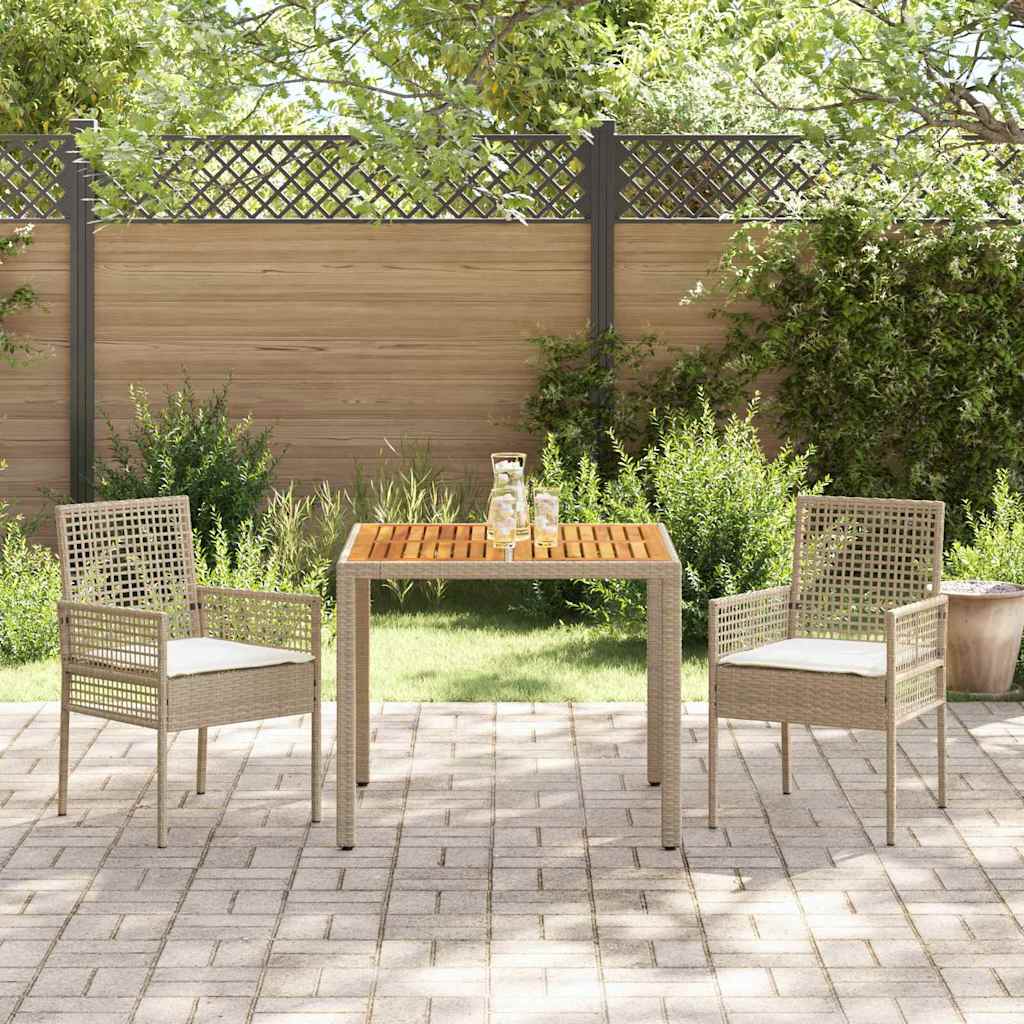 3 Delt Hage Middagsett med Puter Beige Poly Rattan