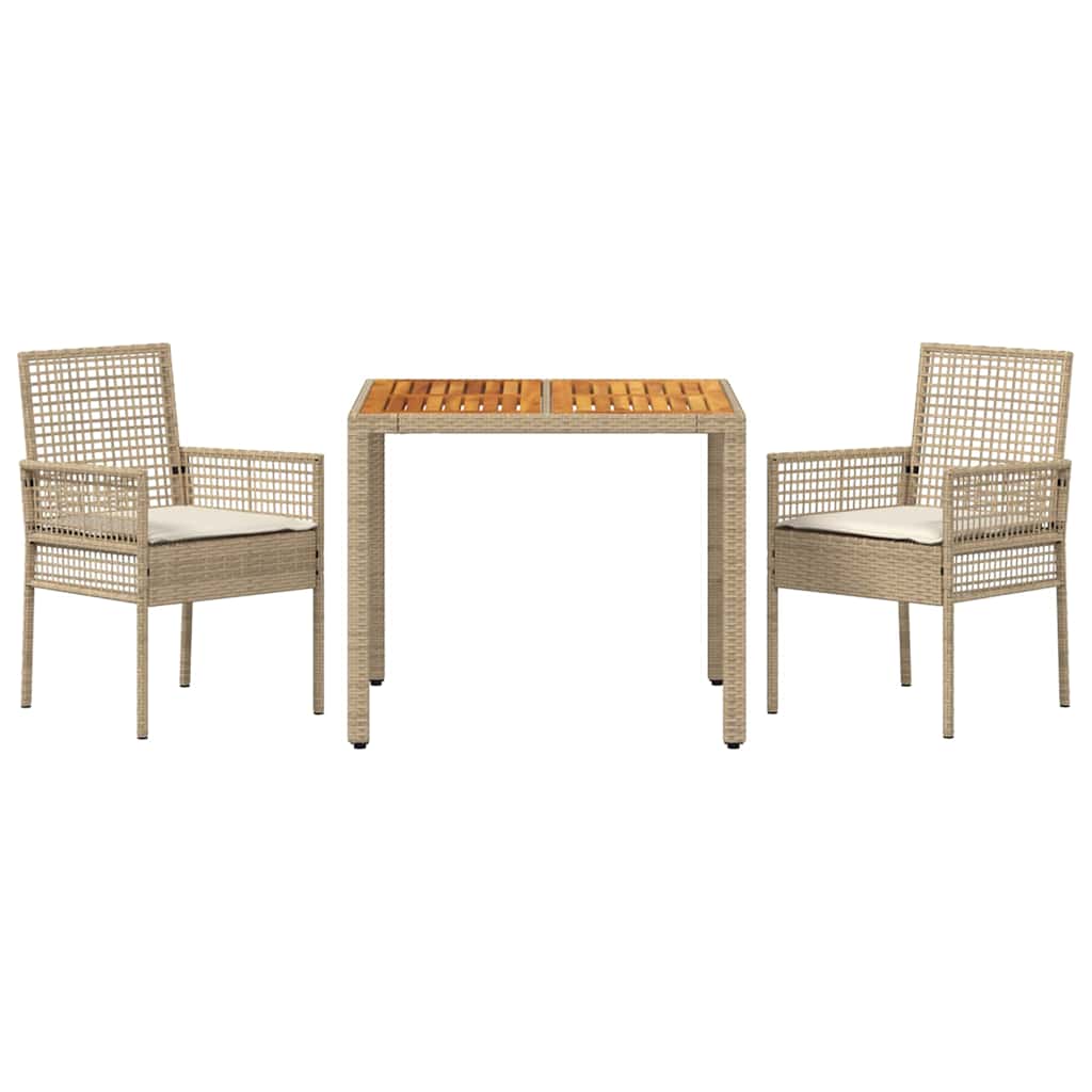 3 Delt Hage Middagsett med Puter Beige Poly Rattan