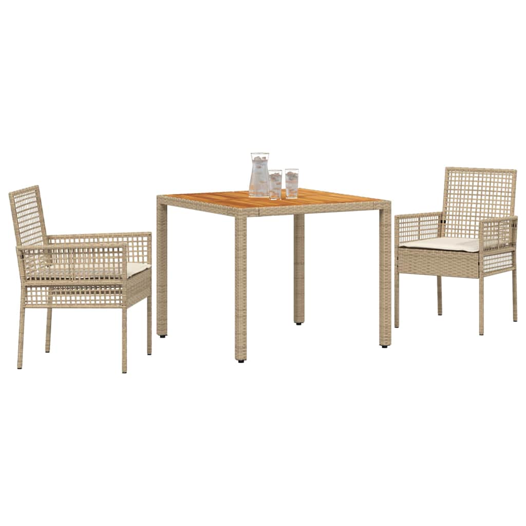 3 Delt Hage Middagsett med Puter Beige Poly Rattan