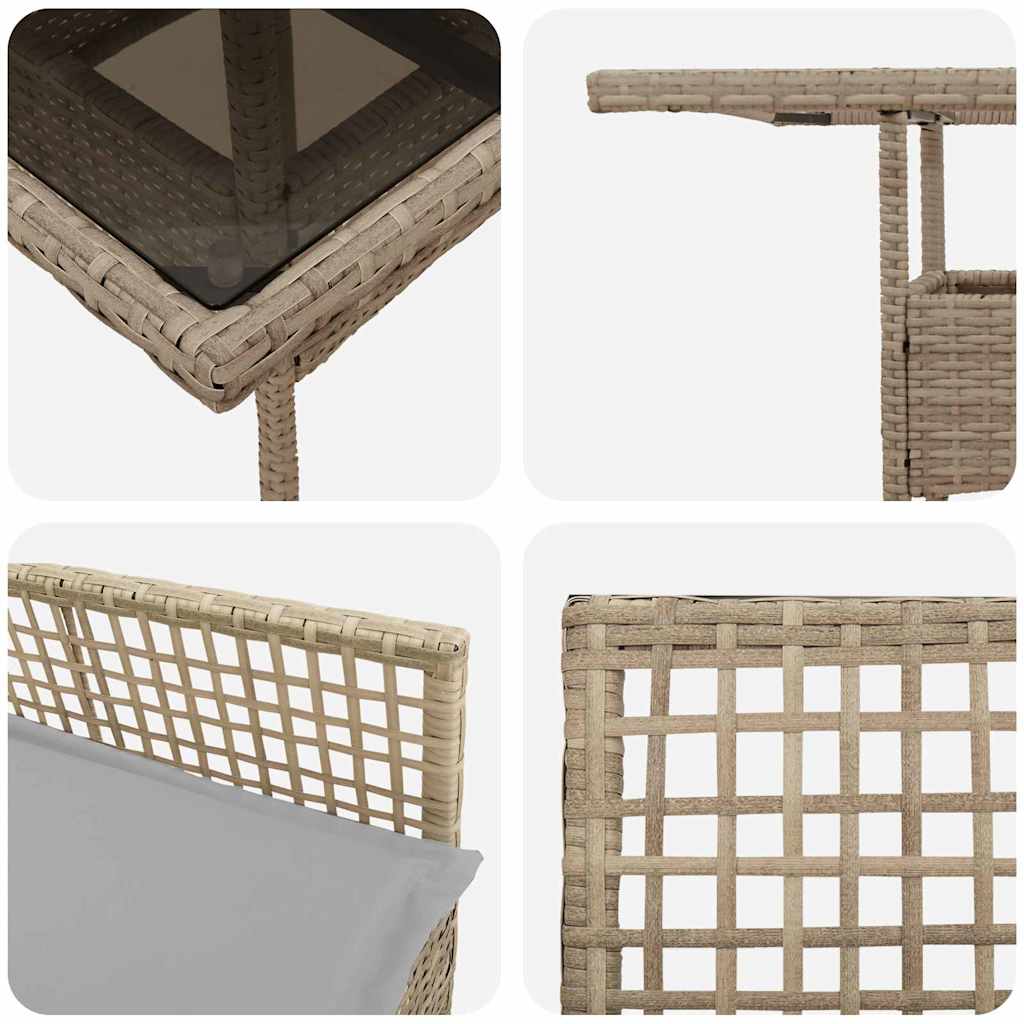 3 Deler Hage Spisesett Beige Poly Rattan