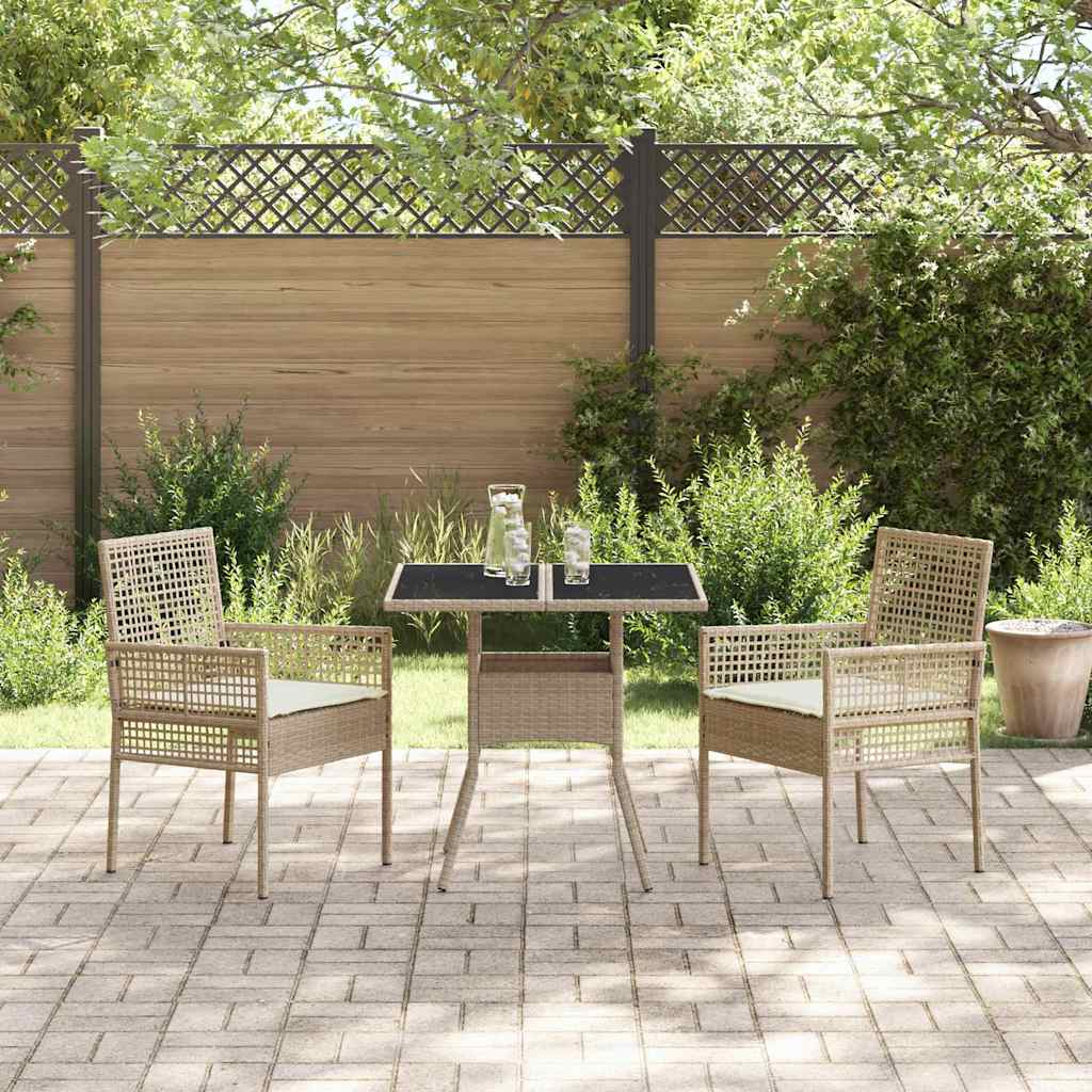 3 deler hagespisemøbel Beige Poly Rattan
