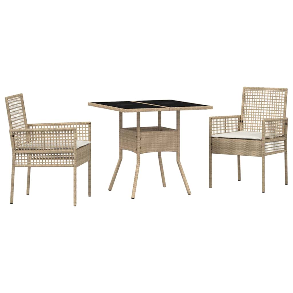 3 deler hagespisemøbel Beige Poly Rattan