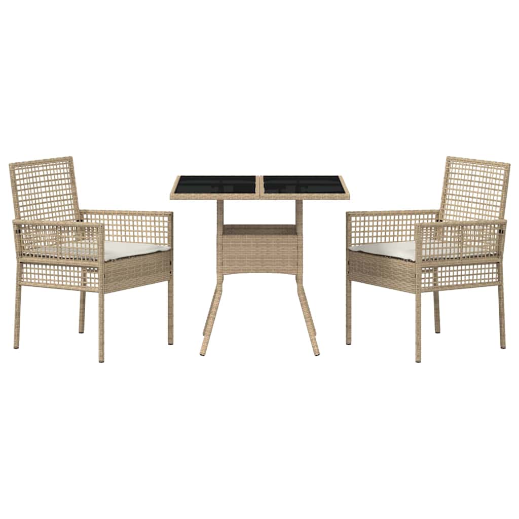 3 deler hagespisemøbel Beige Poly Rattan