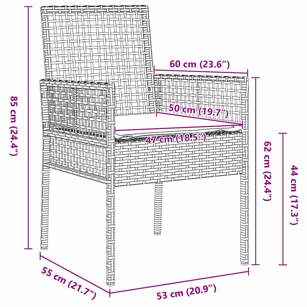 3 deler hagespisemøbel Beige Poly Rattan