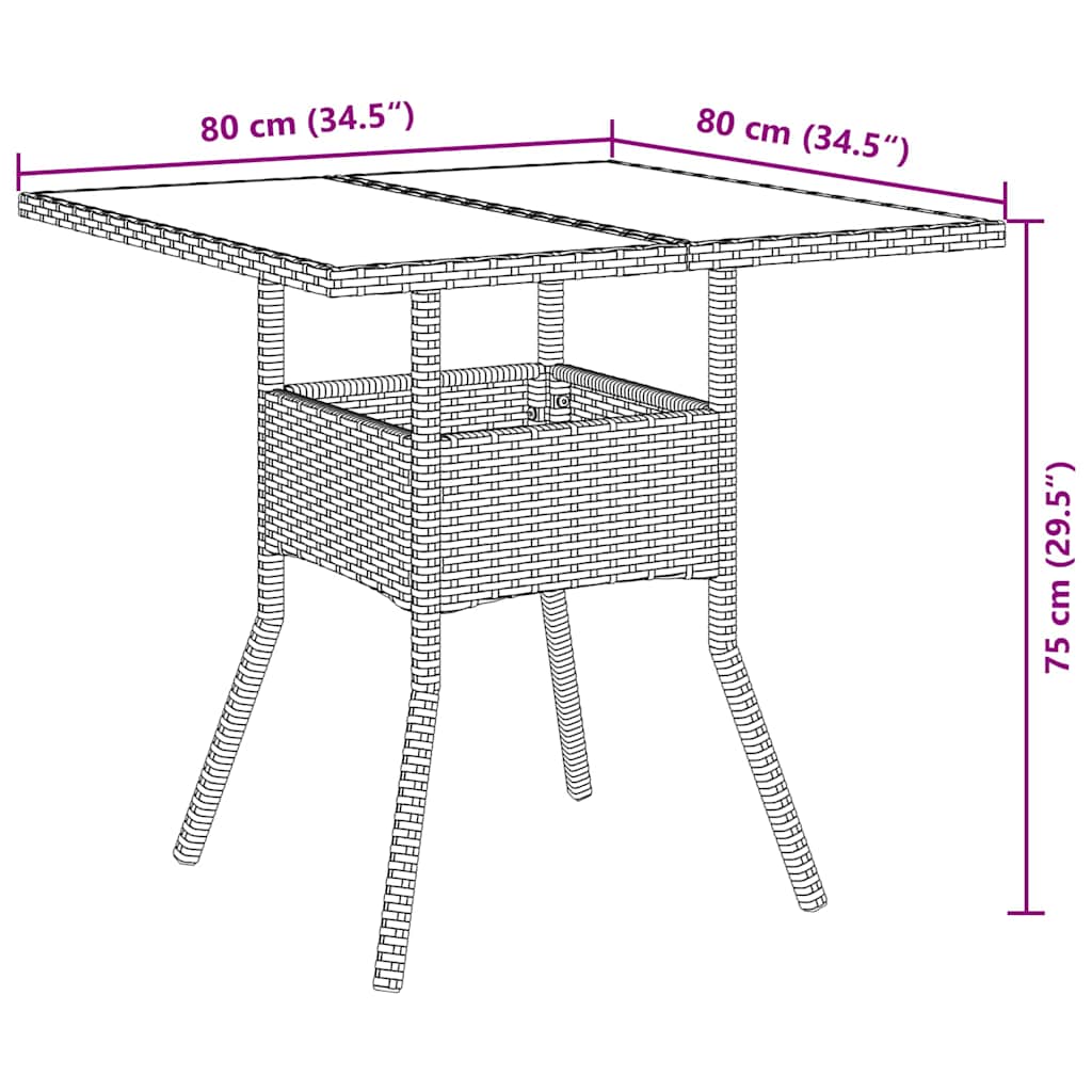 3 deler hagespisemøbel Beige Poly Rattan